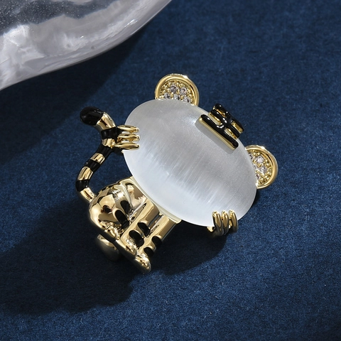 Spilla a Forma di Tigre in Rame di Alta Qualità Con Pietra Occhio di Gatto Zircone Smalto Animali Dello Zodiaco per Donna Cappotto