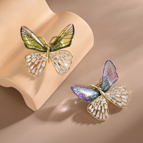 High-End Crystal Butterfly Brooch For Women Copper Zirconia Inlaid Luxury Corsage Fashion Suit Overcoat Jewelry Accessory