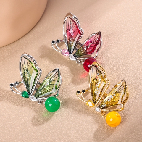 Elegante Spilla a Farfalla in Lega di Rame Con Strass e Cristallo Pendente Per Donna Matrimonio Festa Accessori Per Abbigliamento