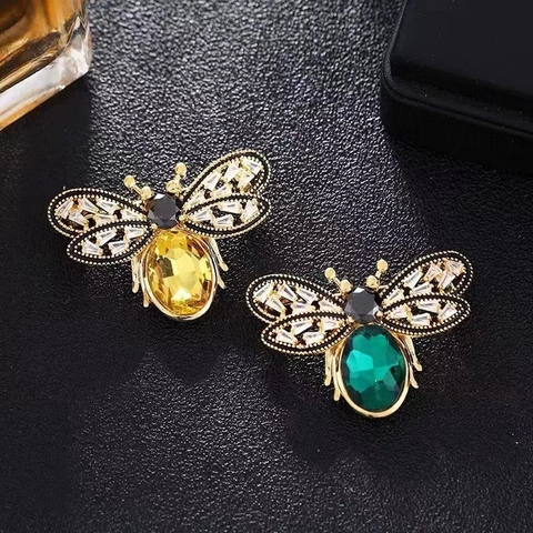 Broche de Abeja de Lujo de Aleación de Zinc Diamantes de Imitación Animal Pin de Solapa para Mujer Decoración de Ropa Joyería