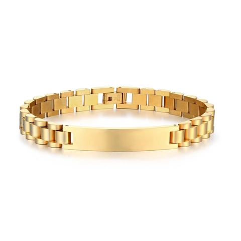 Polished Stainless Steel Watchband Bracelet With Curved Plate Geometric Link Chain For Men Women Trendy Metallic Unisex Jewelry
