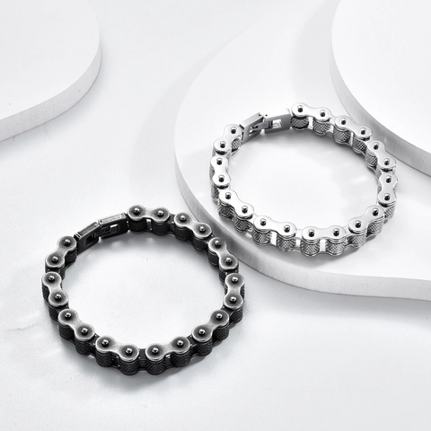 Men's Hip Hop Stainless Steel Bike Chain Bracelet Punk Industrial Style Motorcycle Chain Link Bracelet For Men Jewelry
