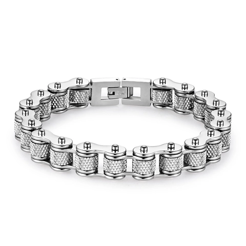 Men's Hip Hop Stainless Steel Bike Chain Bracelet Punk Industrial Style Motorcycle Chain Link Bracelet For Men Jewelry