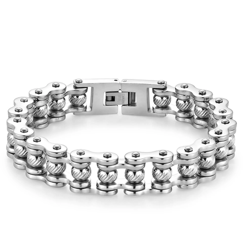Bracciale da Uomo in Acciaio Inossidabile a Catena di Motocicletta Stile Hip Hop Rock Maglia Bici Gioielli Biker Regalo