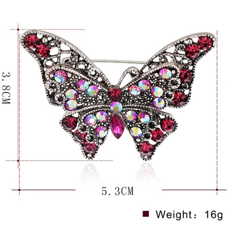 Vintage Legierung Schmetterling Brosche Lila Strass Ausgehöhltes Design Mode Anstecknadel Für Hochzeit Party Damen Schmuck