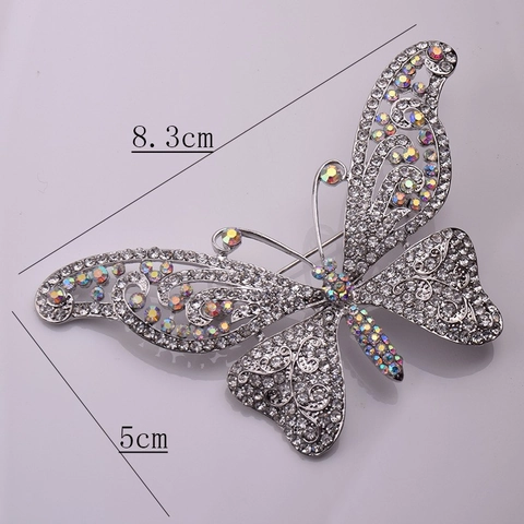 Vintage Legering Strass Vlinder Broche Voor Vrouwen Elegante Opengewerkte Dierlijke Broches Spelden Mode Kleding Sieraden Accessoire