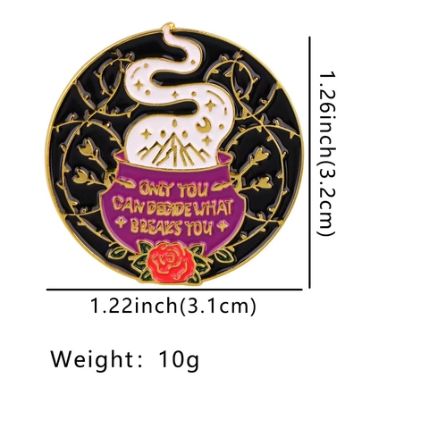 Inspirerende Citaat Heksenketel Roos Emaille Pin Broche Mysterie Sterren Maan Legering Badge Gothic Fantasie Sieraden