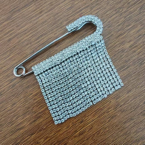 Spilla da Balia alla Moda con Nappa in Strass per Donna Spilla Geometrica in Rame Argento per Abbigliamento Festa Accessori Gioielli