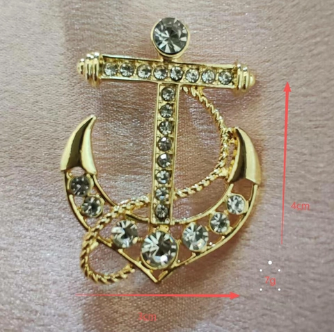 Nautische Anker Brosche Pin Für Herren Damen Vintage Zinklegierung Strass Besetzt Anzug Mantel Mode Accessoire Schmuck Geschenk