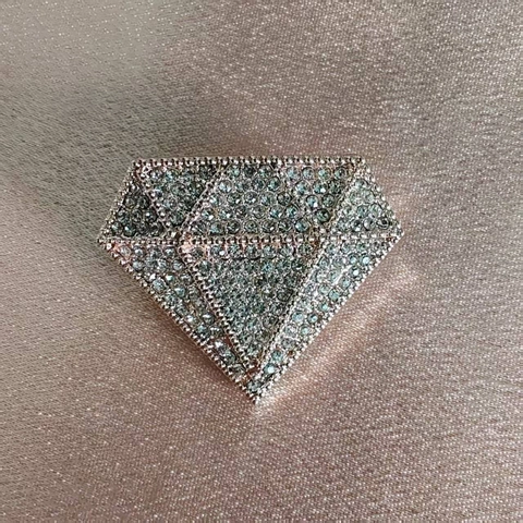 Elegante Spilla in Lega di Zinco con Strass a Forma di Diamante per Donna Spilla a Corona Geometrica Accessorio per Abbigliamento Oro Argento Nero Champagne