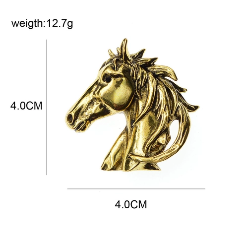 Vintage Legierung Pferdekopf Brosche Pin Für Damen Herren Mode Tier Brust Blume Zubehör Gold Silber Plattiert Schmuck Geschenk