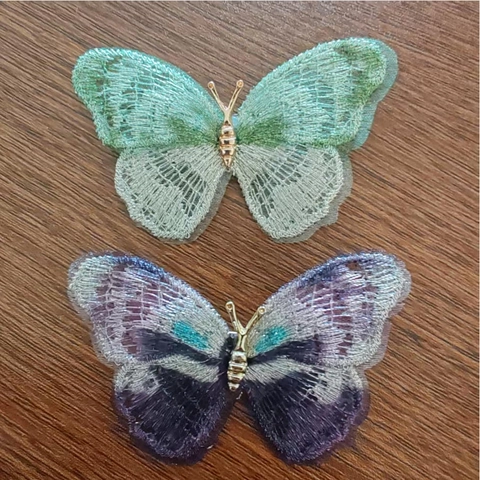 Vintage Gradient Embroidery Fabric Butterfly Brooch Elegant Lace Mesh Pin For Women Fashion Wedding Decoration Jewelry