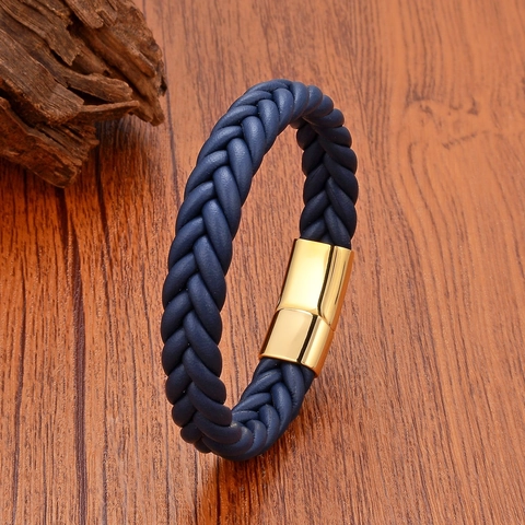 Pulsera de Cuerda de Cuero Trenzada a Mano Unisex Cierre Magnético de Acero Inoxidable Joyería de Moda Vintage