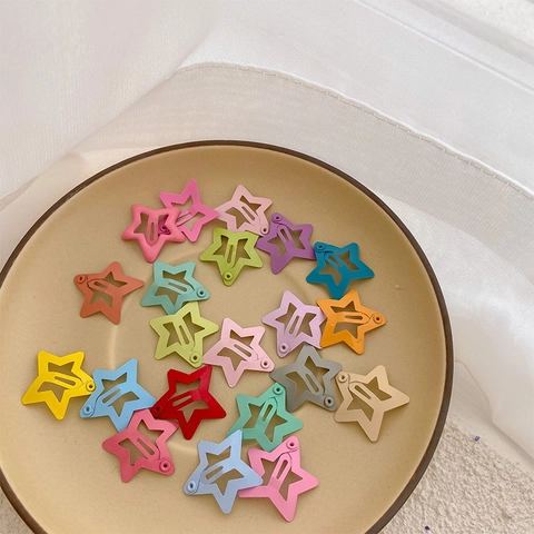 Women Kids Mini Star Pentagram Hair Clips Colorful Macaron Candy Color Metal BB Hairpin Decorative Headwear Accessories
