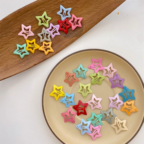 Women Kids Mini Star Pentagram Hair Clips Colorful Macaron Candy Color Metal BB Hairpin Decorative Headwear Accessories