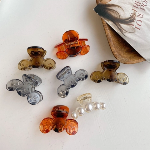 Pinzas para el Cabello Mini de Resina Acrílica Minimalista Transparente de Color Estilo Fresco para Mujeres Niñas