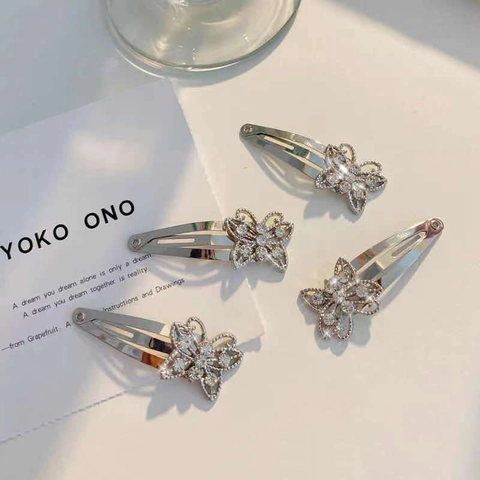 Fermagli per Capelli a Farfalla in Argento Vintage con Strass Intarsiati in Lega Clip BB Forcine per Capelli Donna Ragazza Accessori
