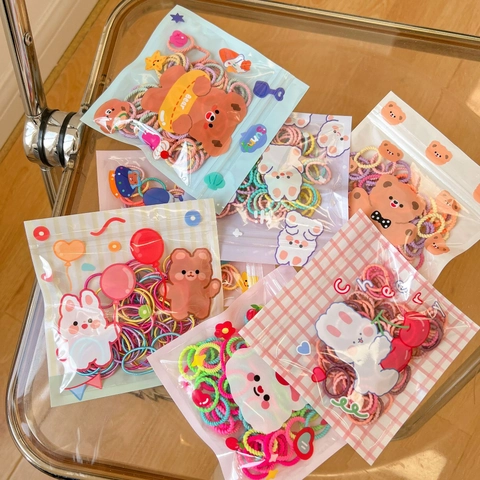 High Elastic Mini Rainbow Hair Ties For Baby Girls Candy Color Small Rubber Bands Hair Accessories For Kids Hair Ropes