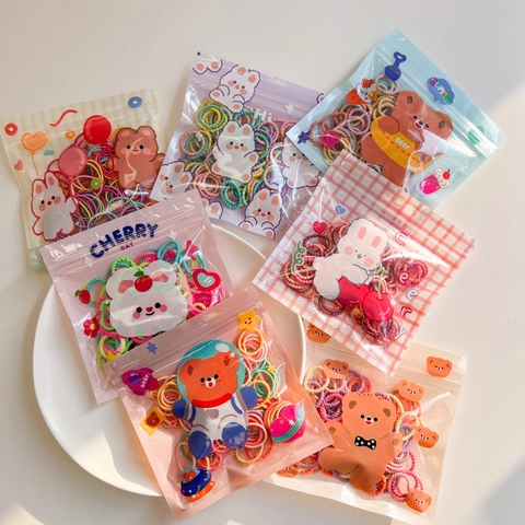 High Elastic Mini Rainbow Hair Ties For Baby Girls Candy Color Small Rubber Bands Hair Accessories For Kids Hair Ropes