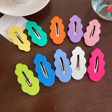 Korean Candy Color Acrylic Cloud Hair Clips Sweet Wave Edge Lacquered BB Clips Matte Daily Hair Accessories For Women Teenagers