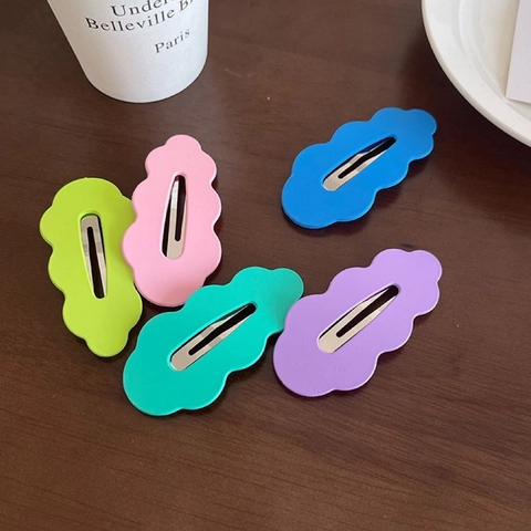 Korean Candy Color Acrylic Cloud Hair Clips Sweet Wave Edge Lacquered BB Clips Matte Daily Hair Accessories For Women Teenagers