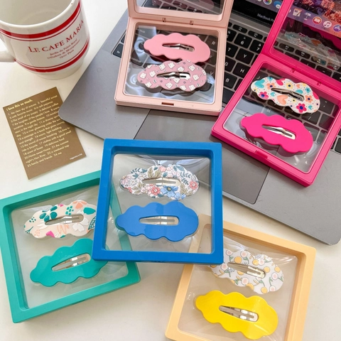 Koreanischer Stil Kinder Bunte Bogenkante Bedruckte Snap Haarspangen Set Süß Herz Blumenmuster Mädchen Haarnadeln Schmuck