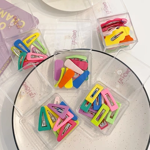 Pinzas para el Cabello para Niños Colores de Caramelo Geométrico Dulce Horquilla Lacado Acrílico Metal Tocado Niñas Multicolor Clip