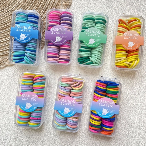 Gomas Elásticas para el Pelo Color Caramelo Soporte para Coleta Sin Costuras Sin Daños Accesorios para el Cabello Hechos a Mano para Niñas