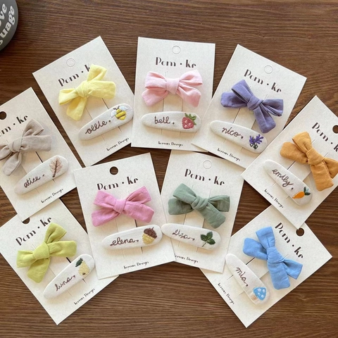 Fermagli per Capelli a Fiocco Ricamati a Mano in Tessuto con Motivo Floreale e Frutta per Bambine Accessori per Capelli
