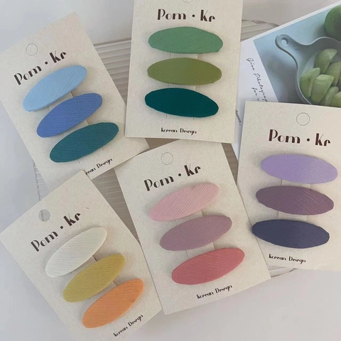 Pinzas para el Cabello BB de Tela Ovaladas de Estilo Coreano para Niñas Horquillas de Color Degradado Morandi Clips Dulces