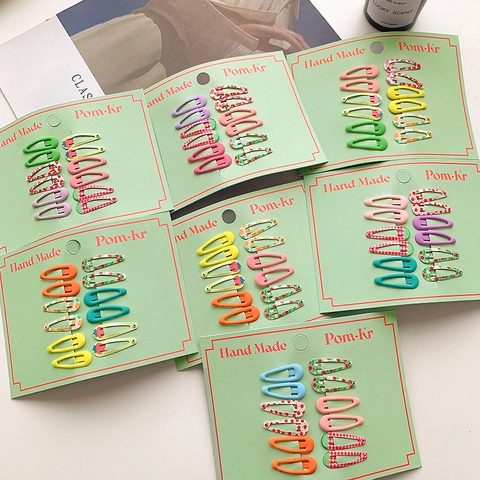 Set di 10 Pezzi Fermagli per Capelli BB per Bambini Carini con Stampa Floreale a Frutta Mini Mollette in Metallo Satinato