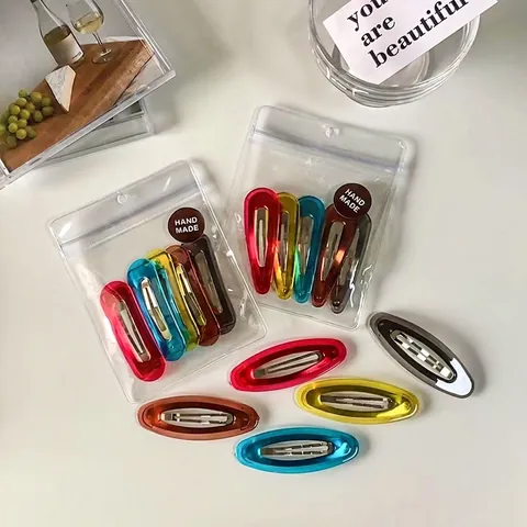 Korean Style Transparent Candy Color Plastic BB Hair Clips Minimalist Geometric Hairpins For Women Girls Hair Accessories