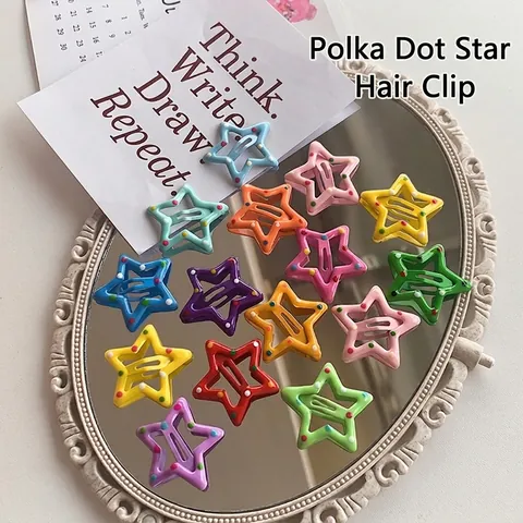 Fermagli per Capelli a Forma di Stella con Pois Colorati per Bambini in Metallo Laccato Clip per Frangia Pentagramma Accessori per Capelli Donna