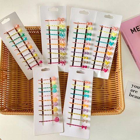Pinces à Cheveux Couleur Bonbon Alliage Nœud Cœur Étoile Formes Barrettes pour Femmes Filles Enfants Accessoires Cheveux Macaron