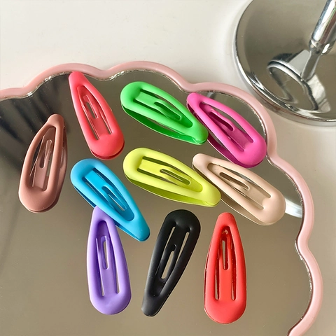 Mattierte Schnapphaarklammern Für Kinder Mädchen Minimalistische Metall Wassertropfenform Kleine BB Haarnadeln Bunter Haarschmuck