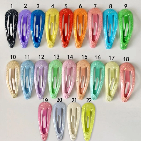 Colorful Glitter Kids Snap Hair Clips Metallic Lacquer Water Drop BB Clips For Girls Toddler Hair Styling Fashion Accessories