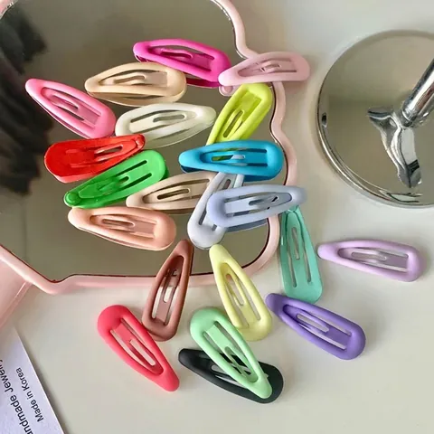 Mattierte Schnapphaarklammern Für Kinder Mädchen Minimalistische Metall Wassertropfenform Kleine BB Haarnadeln Bunter Haarschmuck