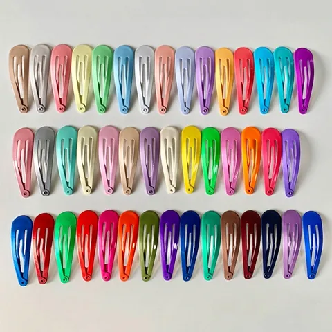 Solid Color Snap Hair Clips Basic Metal Waterdrop BB Clips Matte Lacquer Finish Hairpins Hair Accessories For Women Girls Gift