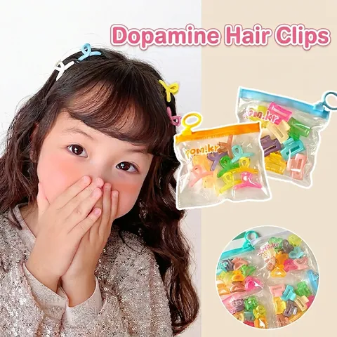 Mini Pinze per Capelli Coreane Color Gelatina per Ragazze Carino Macaron Colore Caramella Plastica Resina Piccoli Fermagli Set
