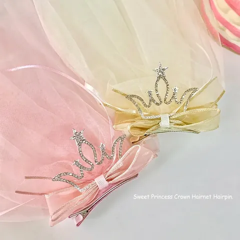 Meisjes Prinses Kroon Sluier Haarclip Legering Strass Gaas Strik Zoet Verjaardag Feest Haaraccessoires Voor Kinderen
