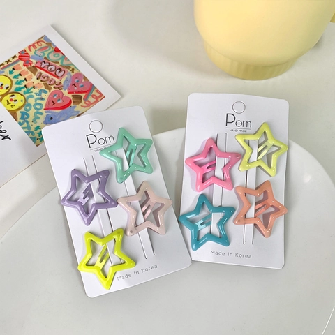 Fermagli per Capelli a Stella e Cuore Colorati Stile Coreano Dolce Lega Colore Caramella Clip BB per Ragazze Bambini Accessori
