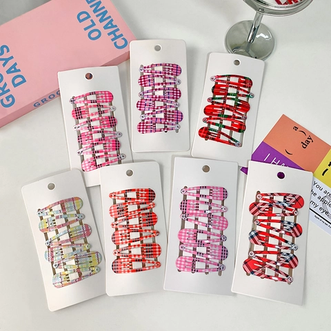 Barrettes à Cheveux à Motifs pour Filles Design Géométrique à Carreaux Forme Goutte d'Eau Accessoires de Coiffure Quotidiens
