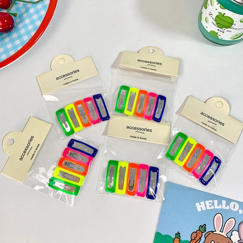 Colorful Candy Color Metal Baking Paint Hair Clips Simple Rectangular BB Clips For Kids Girls Daily Hair Accessories