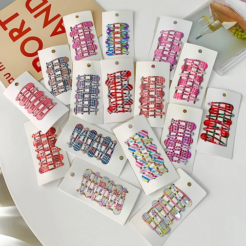 Barrettes à Cheveux à Motifs pour Filles Design Géométrique à Carreaux Forme Goutte d'Eau Accessoires de Coiffure Quotidiens