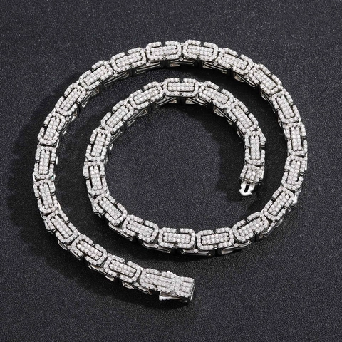 Collana Hip Hop Bizantina con Micro Zirconia Catena in Rame Placcato Oro Argento Gioielli di Personalità per Uomo Donna