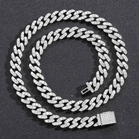 Hip Hop Iced Out Cuban Link Chain Necklace Bracelet Luxury Copper Zirconia Gold Silver Plated Jewelry For Men Women Party