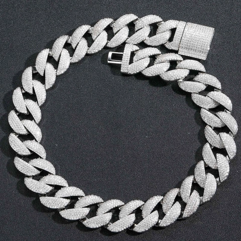 Collana Hip Hop Miami a Maglia Cubana Placcata Oro Argento Ottone Zirconia Cubica Uomo Donna Gioielli Streetwear Pesanti