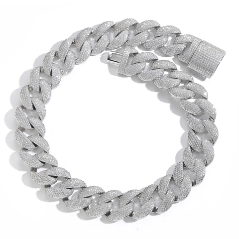 Collana Hip Hop Miami a Maglia Cubana Placcata Oro Argento Ottone Zirconia Cubica Uomo Donna Gioielli Streetwear Pesanti