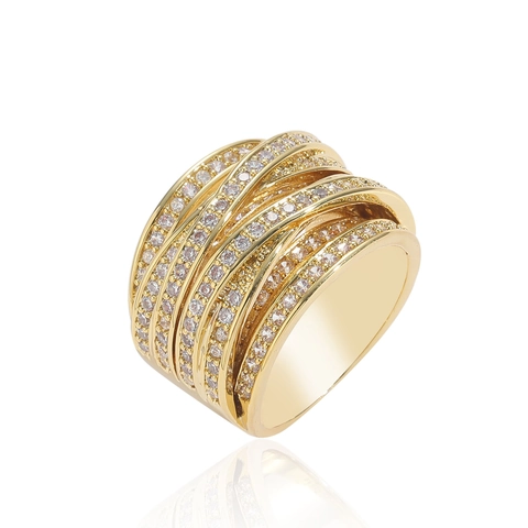 Hip Hop Multi-layer Winding Copper Ring Iced Out Zirconia Pave Gold Silver Plated Personality Fashion Jewelry For Men Women