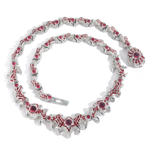 Collana Gothic Hip Hop in Rame Zirconia Con Spilla Occhio Rosso Pendente Spina Catena Cubana Punk Gioielli Unisex